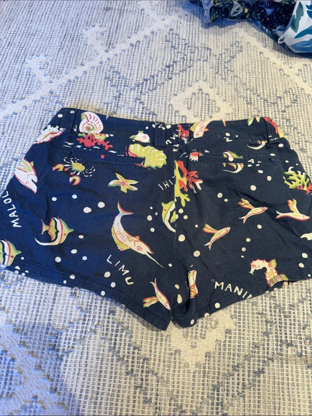 J. Crew Navy Hawaiian Printed Cotton Shorts - vintage size 10